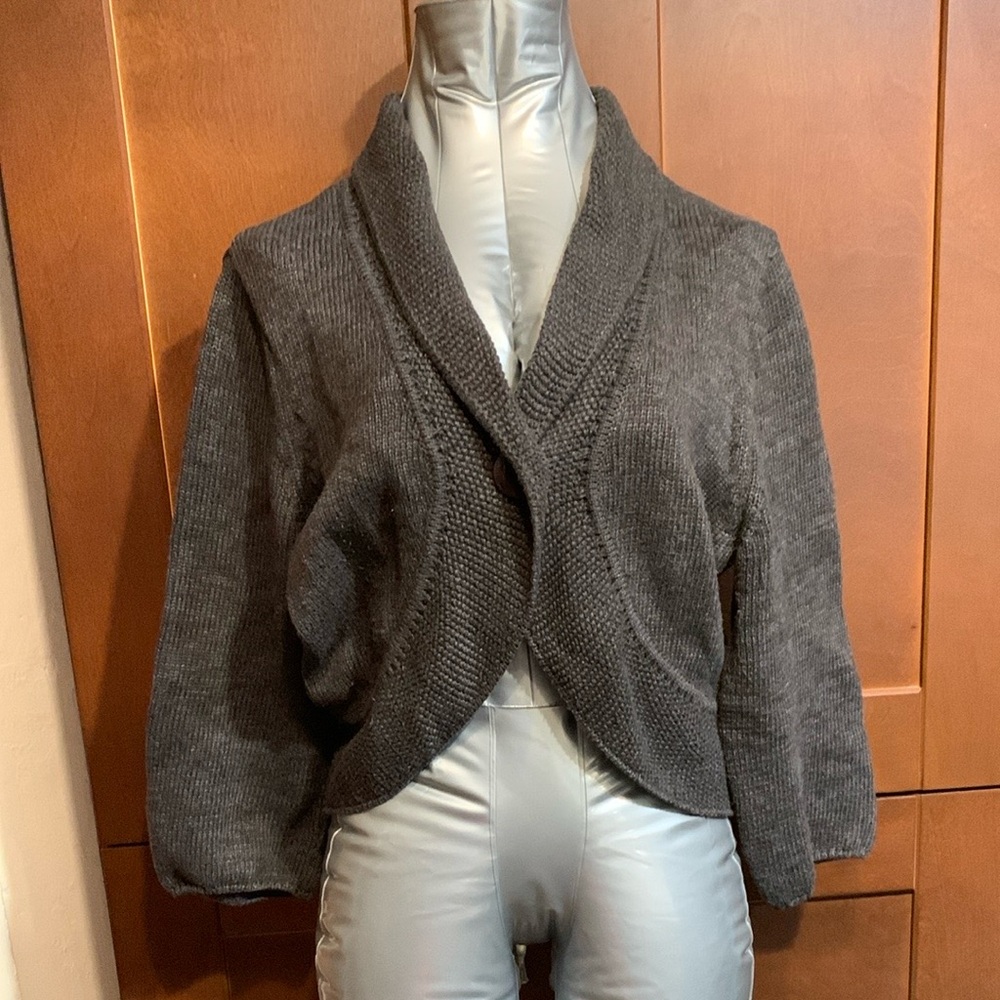 sALE!! Cardigan charcoal brown shrug 3/4 sleeve
